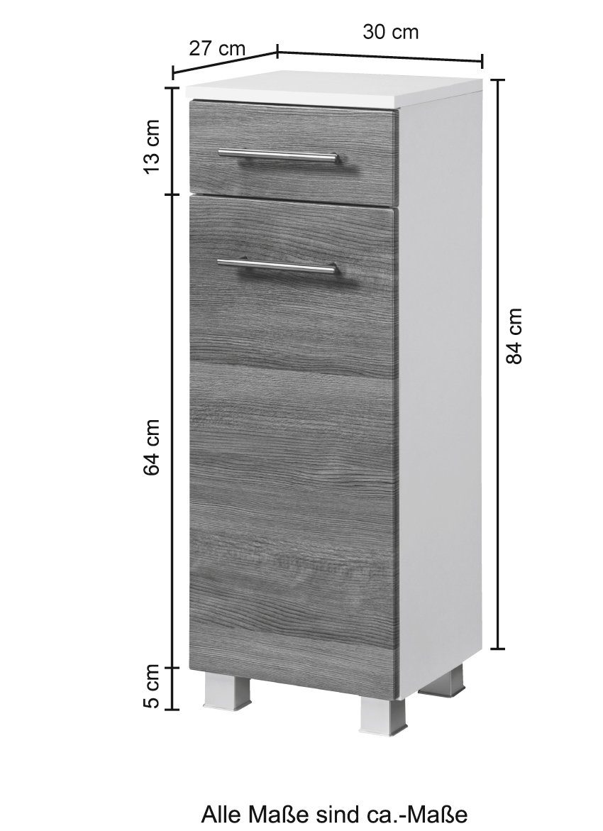 weiß HELD | mit Tür Unterschrank 30 1 Ausführungen und Badmöbel, verschiedene Trento, Farben wotaneiche Breite MÖBEL und 1 Schubkasten cm,