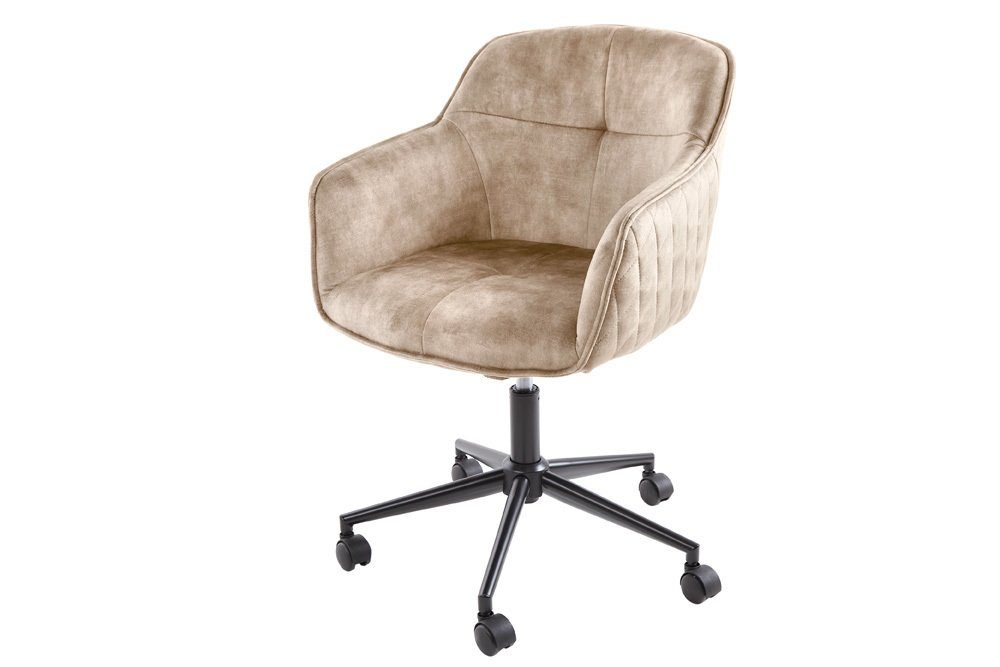 riess-ambiente Drehstuhl EUPHORIA champagner greige, Büro · Samt · Metall · höhenverstellbar · mit Armlehne · Home Office