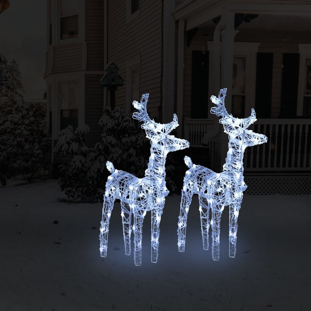 möbelando Weihnachtsfigur 3013527 (H) (2er-Set), 80 Abmessungen aus 55 LEDs kaltweiß. cm Acryl mit in