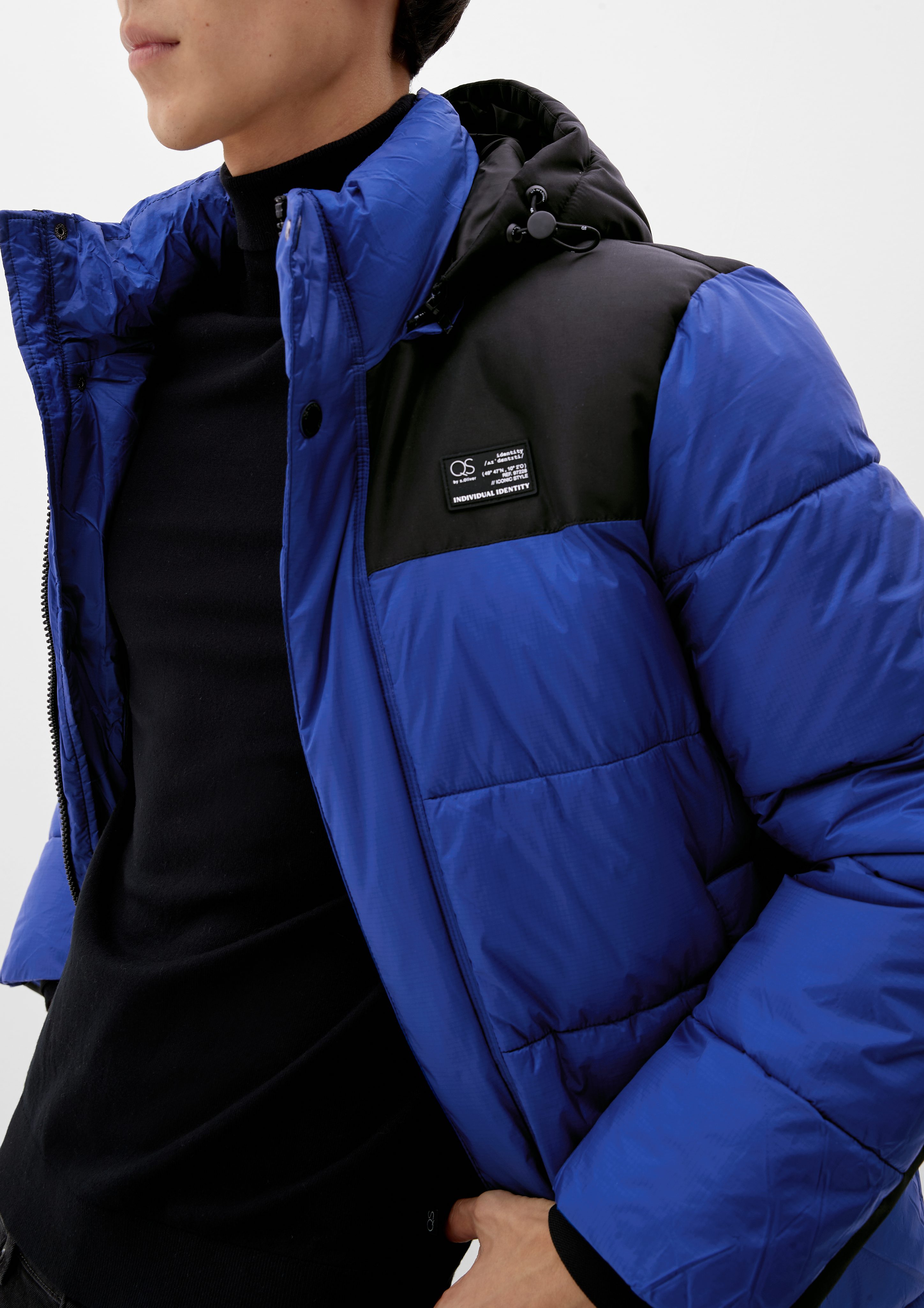 Langmantel Puffer-Jacke geschnittene QS Lang blue
