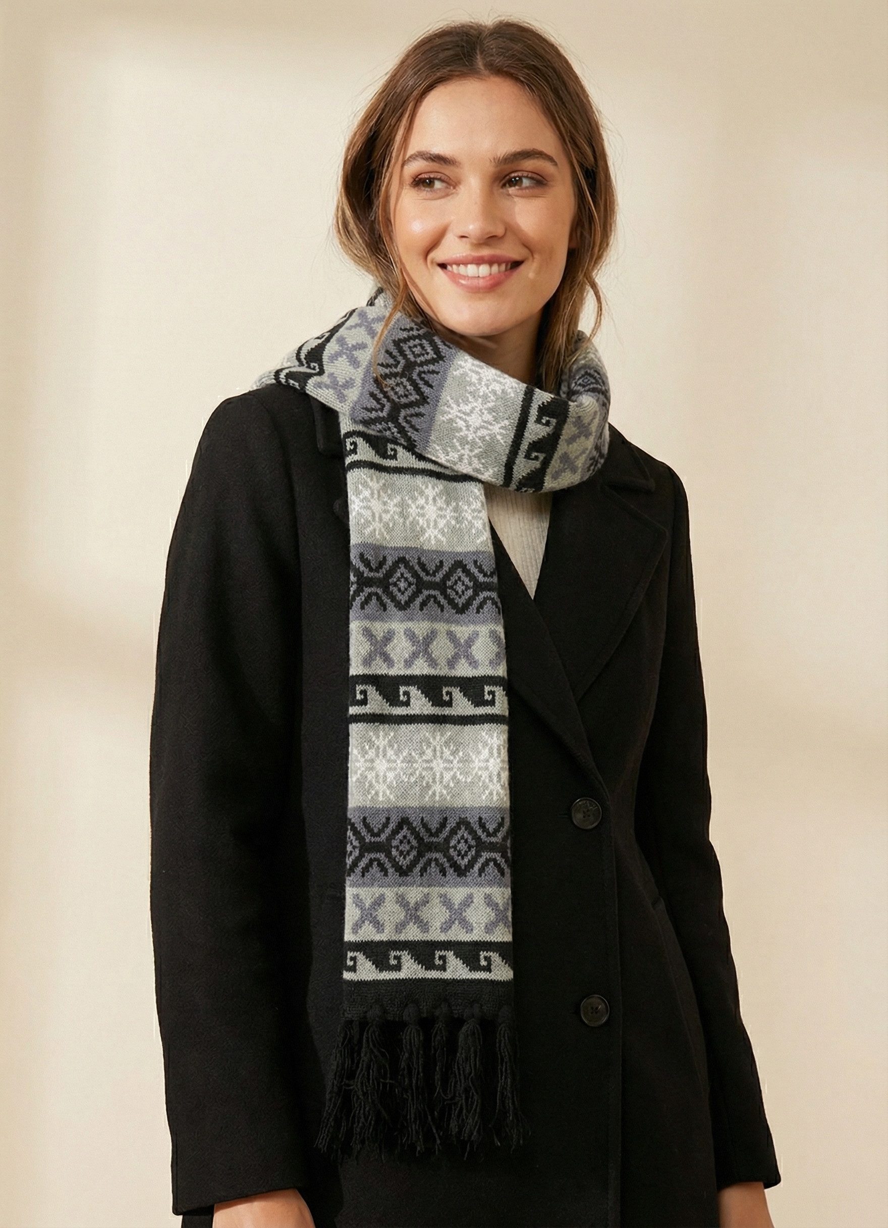 SUBLEVEL Strickschal Klassischer Norweger-Strickschal, Zeitloses Winter-Acc günstig online kaufen