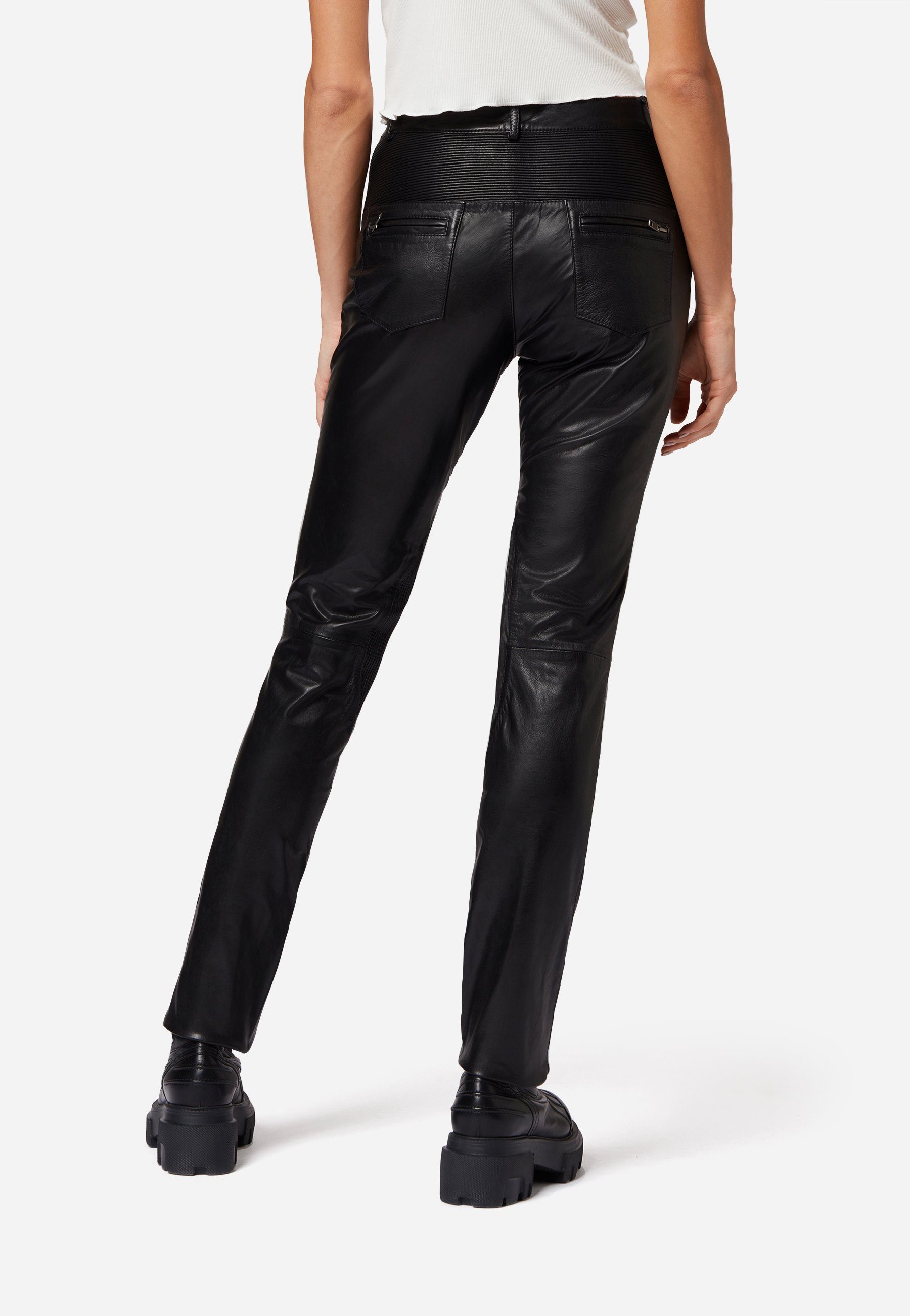 RICANO Lederhose 9810 High Waist Lederhose im Biker-Stil