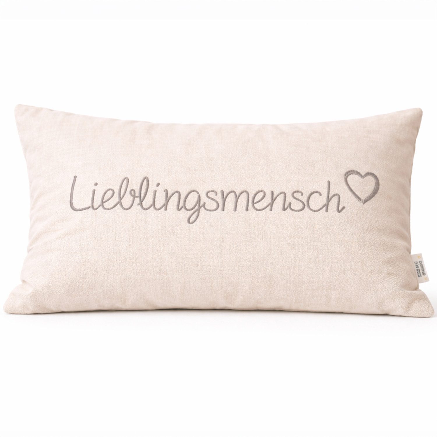what the shop Dekokissen Lieblingsmensch 30x50 cm Baumwolle Grau oder Weiß mit Reißverschluss, Liebevolles Kissen für Lieblingsmenschen