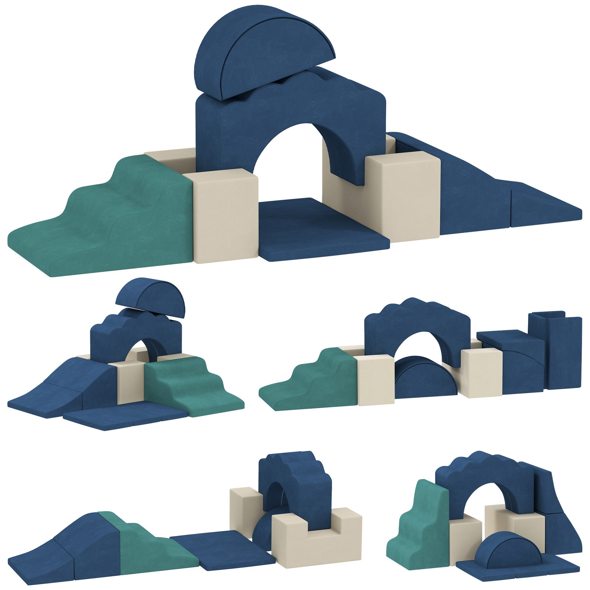AIYAPLAY Schaumstoff Bausteine Kletterblöcke Softbausteine rutschfest Spielbausteine, (Set, 7 St., 7-teiliges Set), Montessori Spielzeug Kletterspielzeug mit Waschbare Hülle