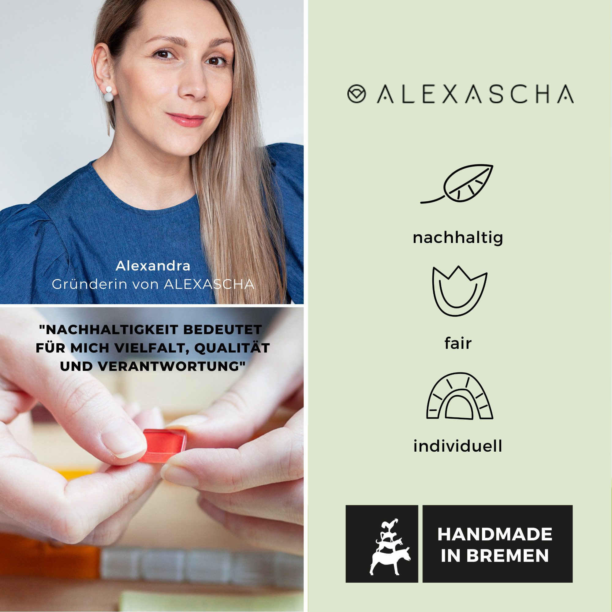 ALEXASCHA Paar Ohrclips Statement Clip Ohrringe ohne Ohrlöcher • Glas Clips mit sanftem Clip