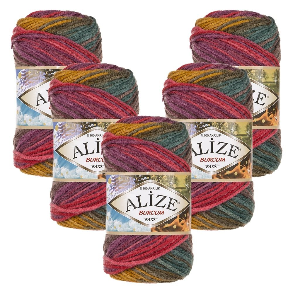 Alize 5 x ALIZE Burcum Batik Häkelwolle, 210 m, 100% Acryl,Handstrickgarn, Acrylgarn, Farbverlauf
