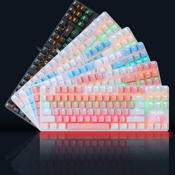 Diida Mechanische Tastatur,Gaming-Tastatur,87 Tasten,Zweifarbig,USB PC-Tastatur