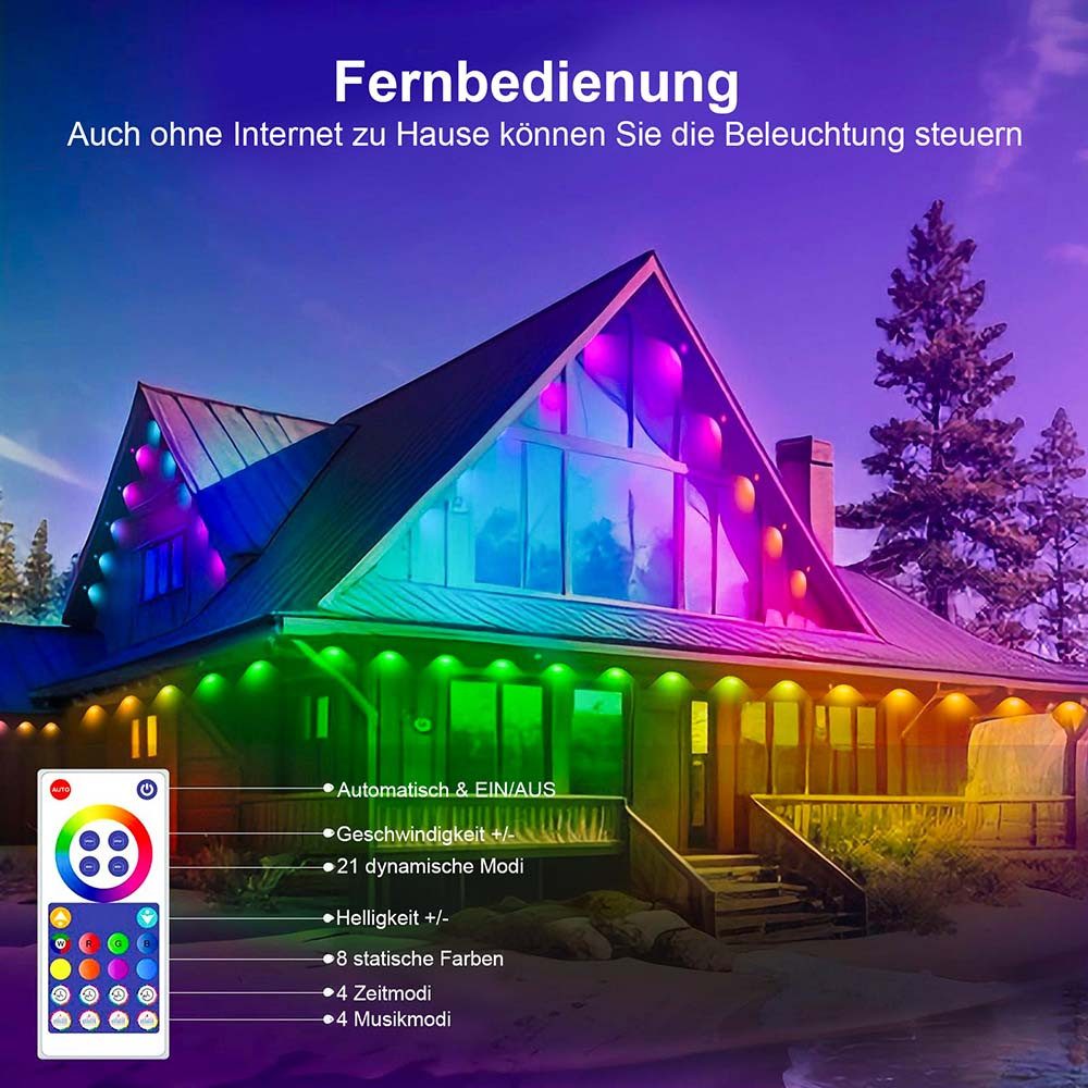 Rosnek LED Stripe RGB Lichtstreifen Außen IP67 Smart LED Streifen Dimmbar Timer APP