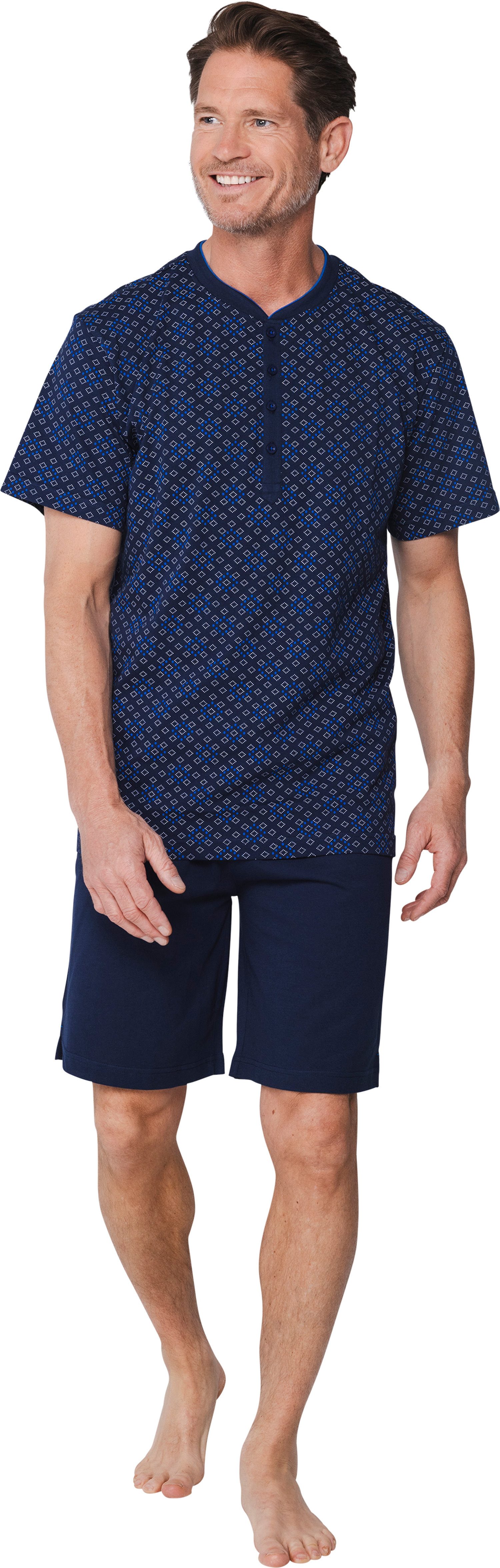 Shorty Modischer Herren Pyjama kurz mit Knopfleiste