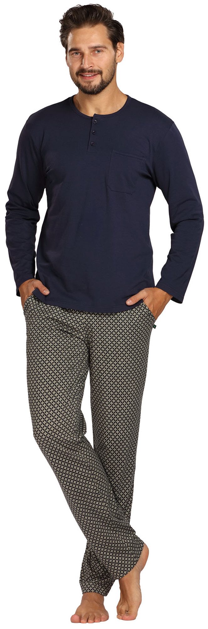 Kaufe Männer Frühling Herbst Pyjamas Set Revers K Produktbild-Vorschau 4