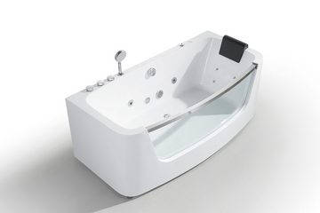JVmoebel Whirlpool-Badewanne Luxus Whirlpool Badewanne 150x80cm Glasfront Wanne Badewannen, (1-tlg), Made in Europa