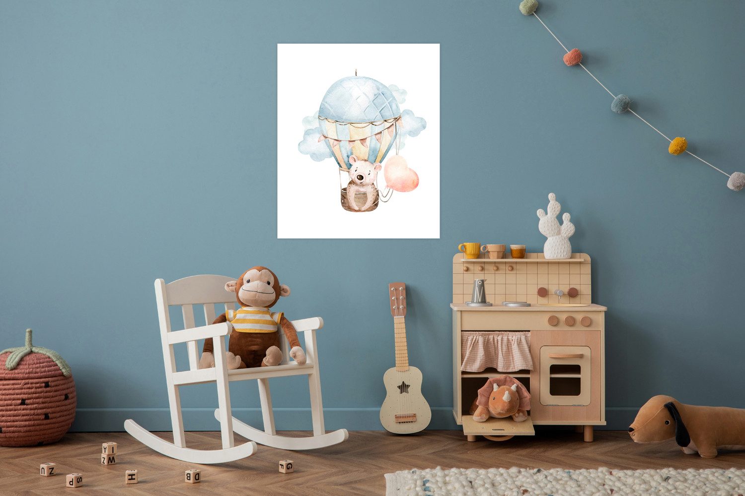 Lüttenhütt Bild mit Rahmen oder Poster, Koala mit Herz im Heißluftballon, Ballonfahren, Bär, Fantasy, Heißluftballon, Koala, Tiere (1 St), HD Premium Druck