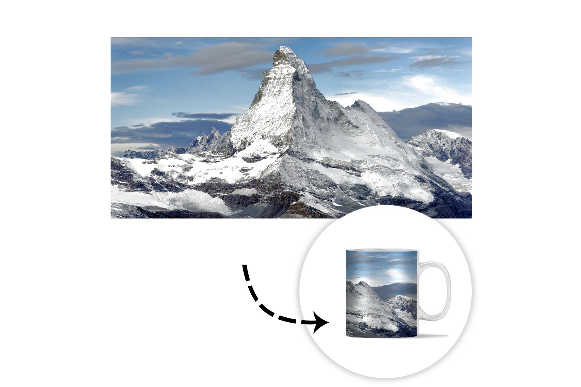 MuchoWow Tasse Wolken über Kaffeetassen, der in Teetasse, Teetasse, dem Matterhorn Schweiz, Geschenk Keramik, Becher