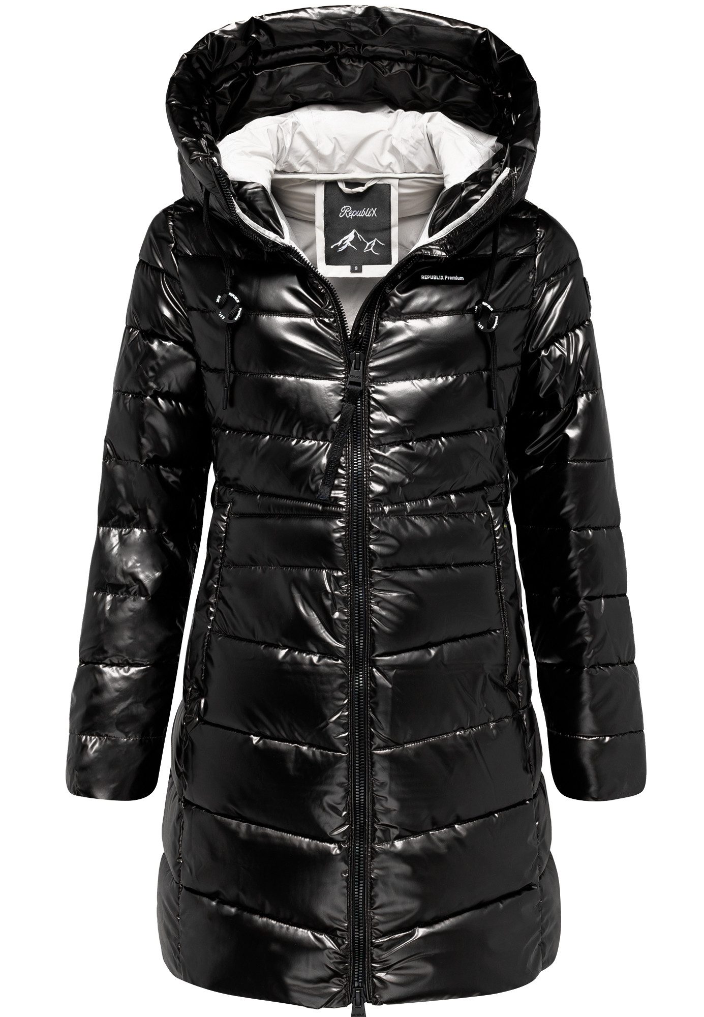 REPUBLIX Winterjacke ALMA Damen Gefütterte Glanz Winter Jacke Mantel Parka mit großer Kapuze