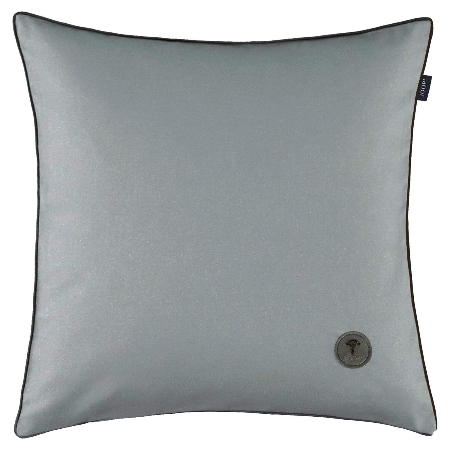 JOOP! Kissenhülle J! ESSENTIAL, 40 x 40 cm, Anthrazit, Polyester, (1 Stück), mit Kunstlederpaspel, Lederbutton & Reißverschluss