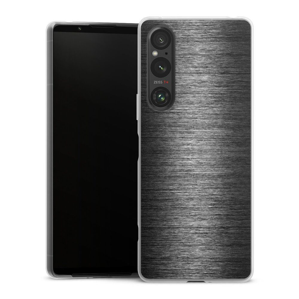 DeinDesign Handyhülle Metallic Look Metal Anthrazit Metal Look - Anthrazit, Sony Xperia 1 V Slim Case Silikon Hülle Ultra Dünn Schutzhülle
