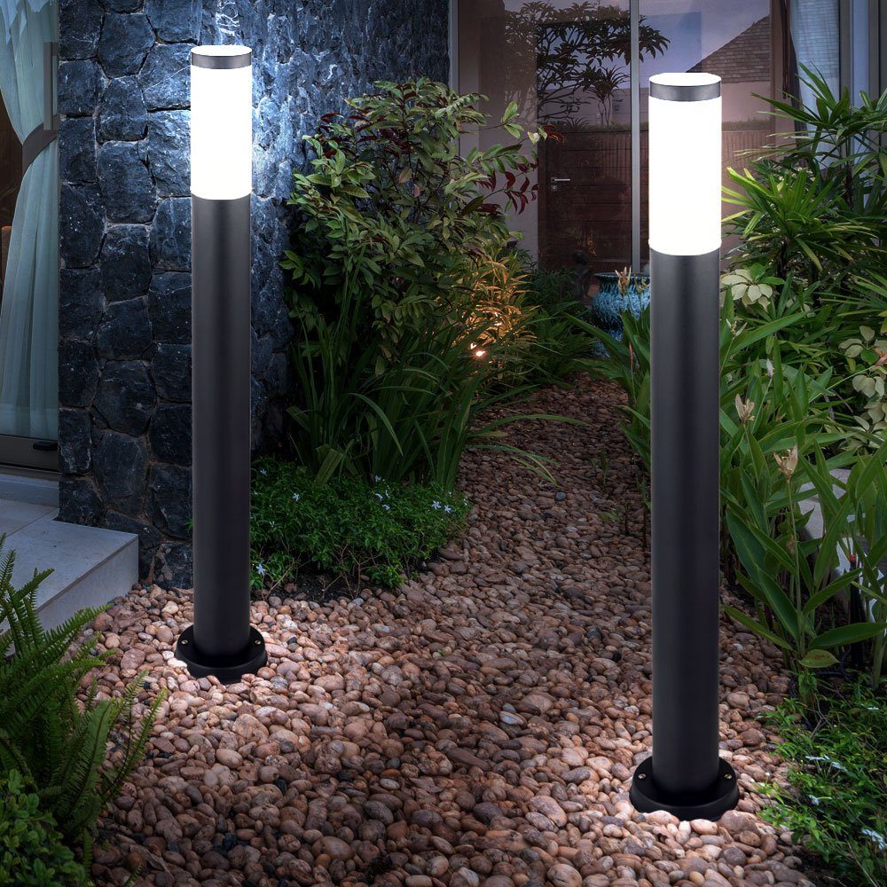 Steh etc-shop Warmweiß, Außen inklusive, Garten Stand Lampe Leuchtmittel Edelstahl Beleuchtung LED Außen-Stehlampe, Weg