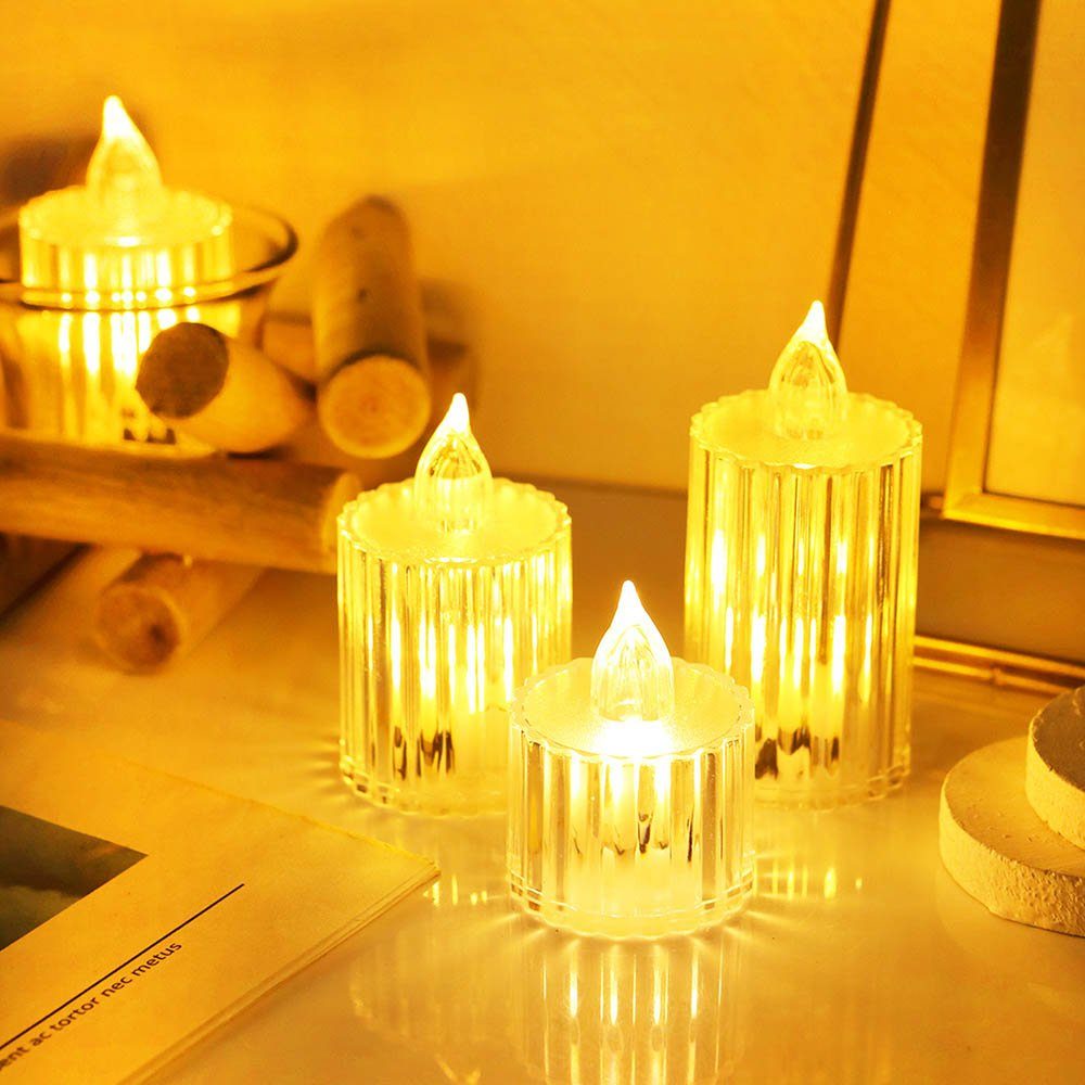 Rosnek LED-Kerze Flammenlos, Kristall-Acryl, Batterie, für Halloween  Weihnachten Deko, Teelichter; Hochzeit Festival | LED-Kerzen