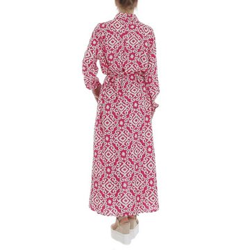 Ital-Design Maxikleid Damen Freizeit Ornamente Blusenkleid in Pink