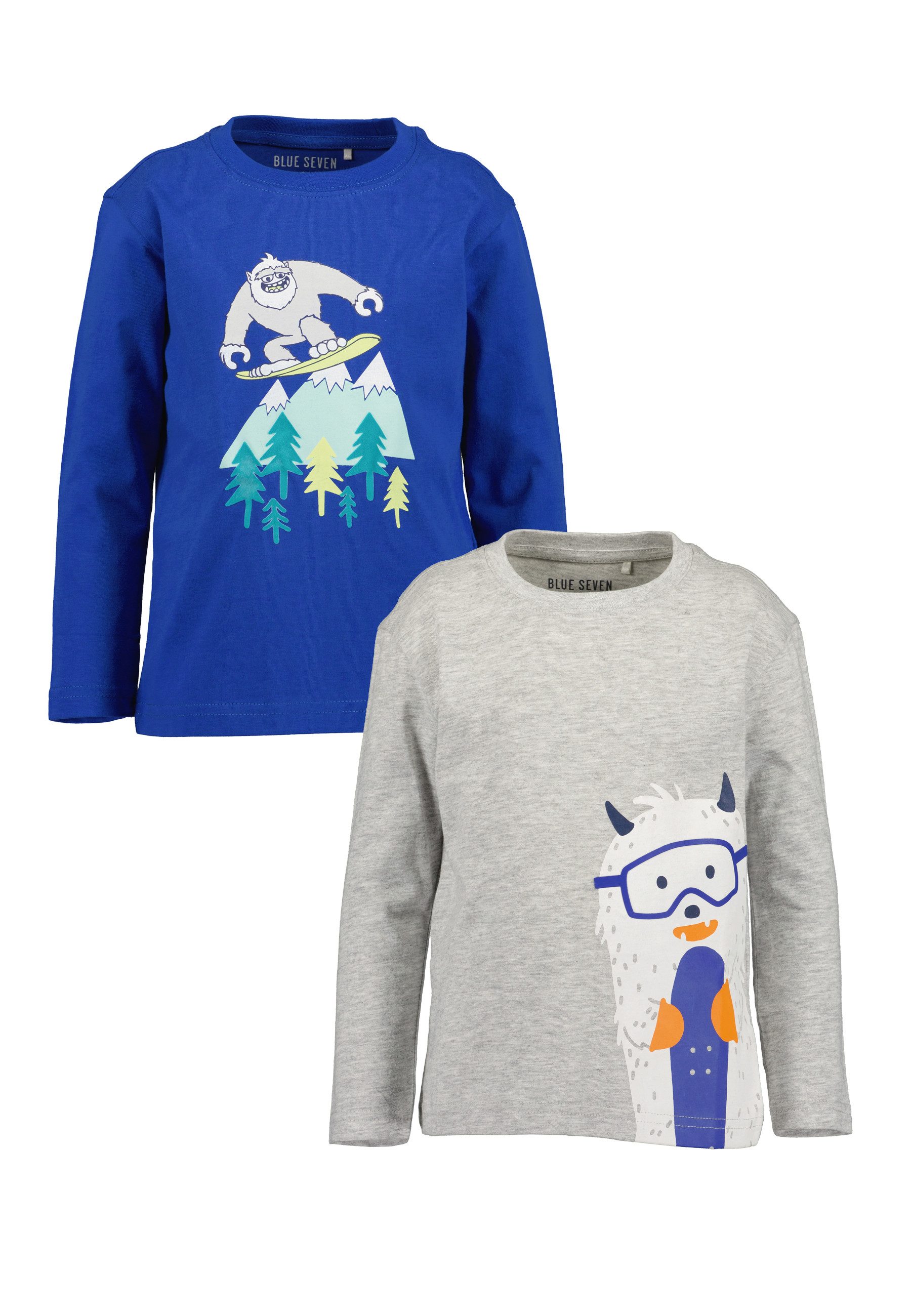 Blue Seven Langarmshirt (Packung, 2-tlg) mit großen Comic-Frontmotiven