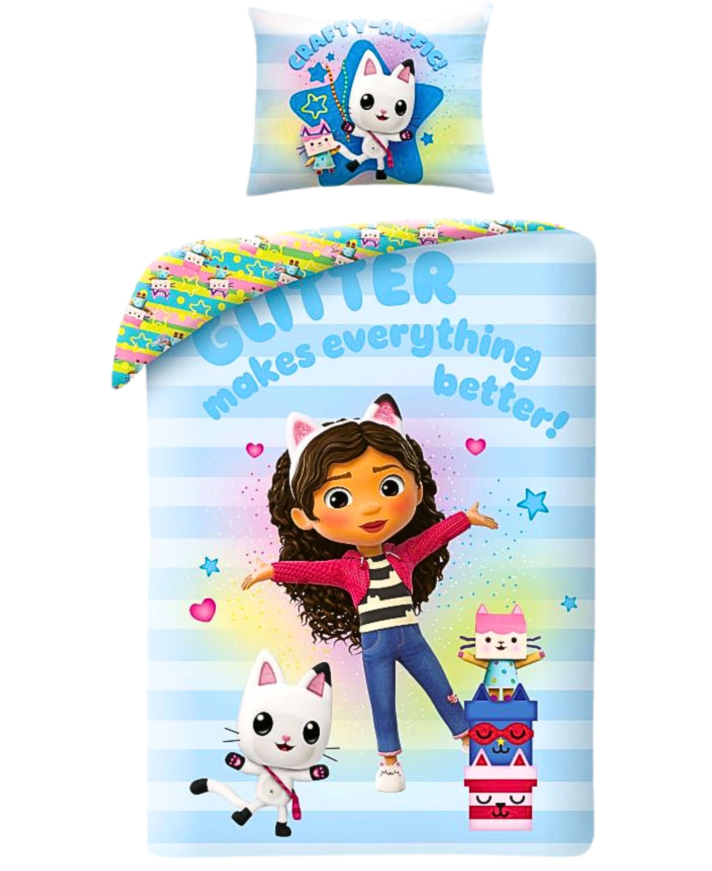 Gabby's Dollhouse Kinderbettwäsche Gabby´s Dollhouse, Baumwolle, 2 teilig, Kinder Wendebettwäsche 135-140 x 200 cm