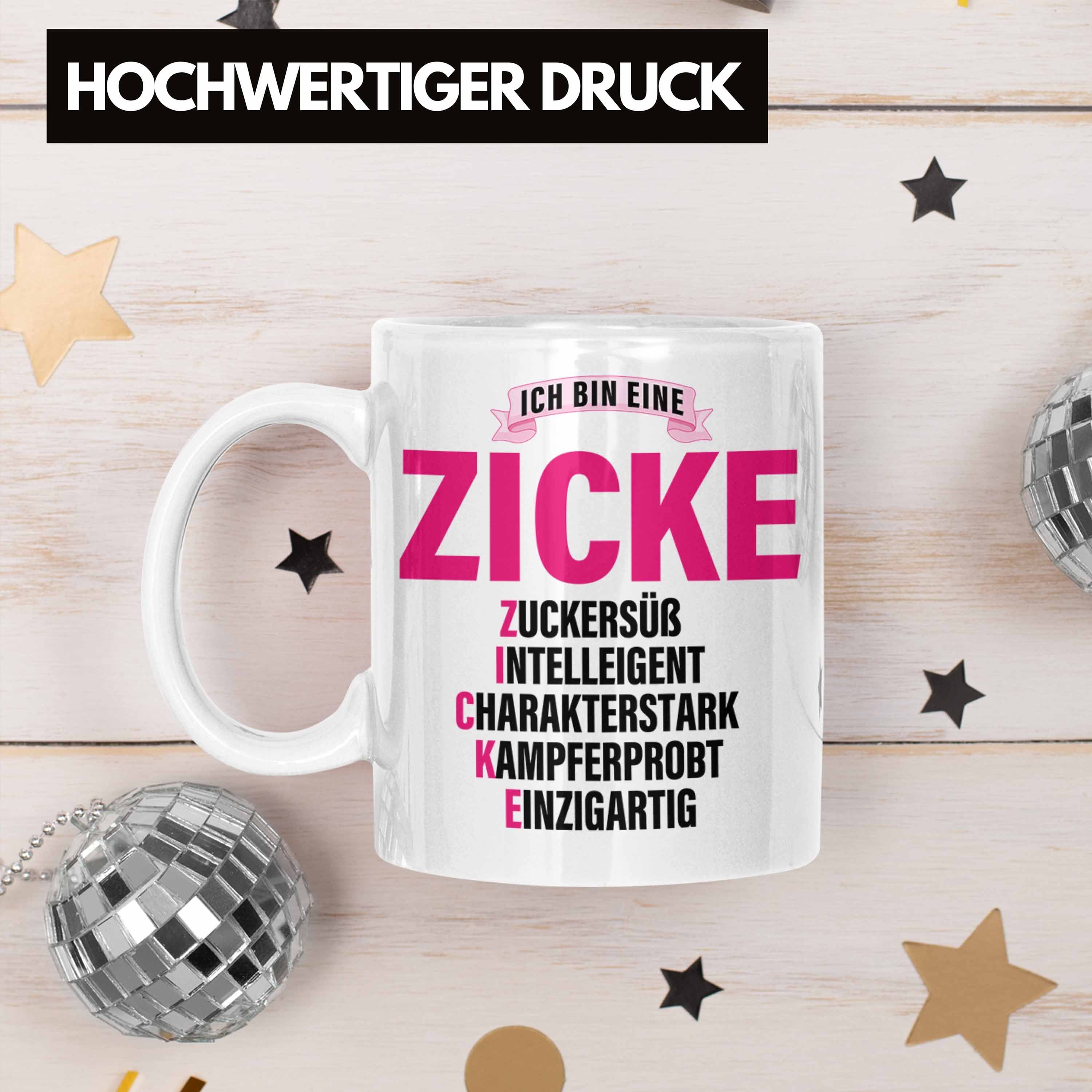 Trendation Tasse - Frauen Zicke Pink Kaffeetasse Trendation Geschenk Frau Tasse für Weiss Lustig