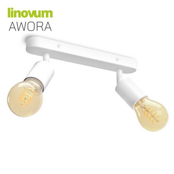 linovum LED Aufbaustrahler AWORA Wohnzimmerlampe 2er weiss mit Retro E27 Globe LEDs, Leuchtmittel inklusive