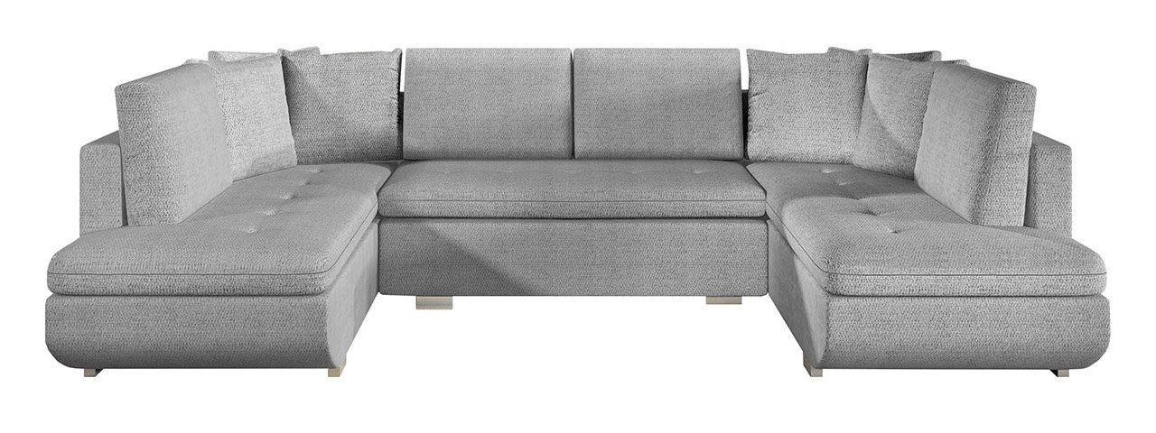 TARGEN Stil Hellgrau Malmo für Sitzfläche | MKS Ecksofa Wohnzimmer, Malmo U, gesteppter im modernen MÖBEL Hellgrau das