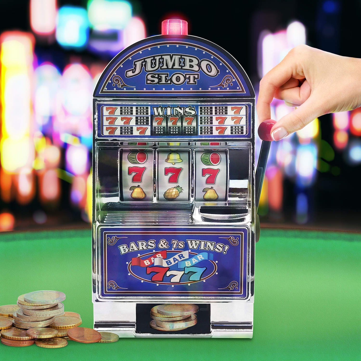 Spielautomat Spardose Casino Slot Machine Einarmiger Bandit Licht Sound 