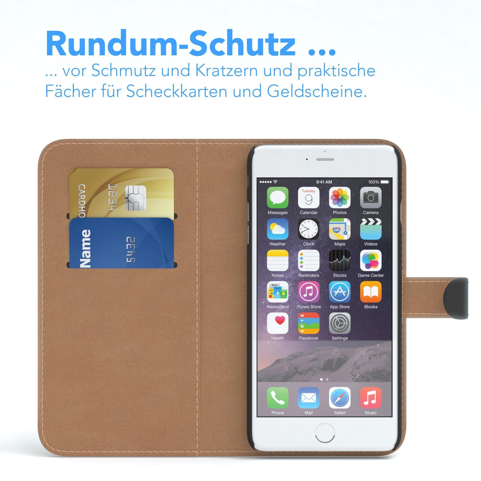 EAZY CASE Handyhülle Bookstyle Farbig für iPhone 6 Plus / iPhone 6s+, Schutzhülle mit Standfunktion Kartenfach Handytasche aufklappbar Etui