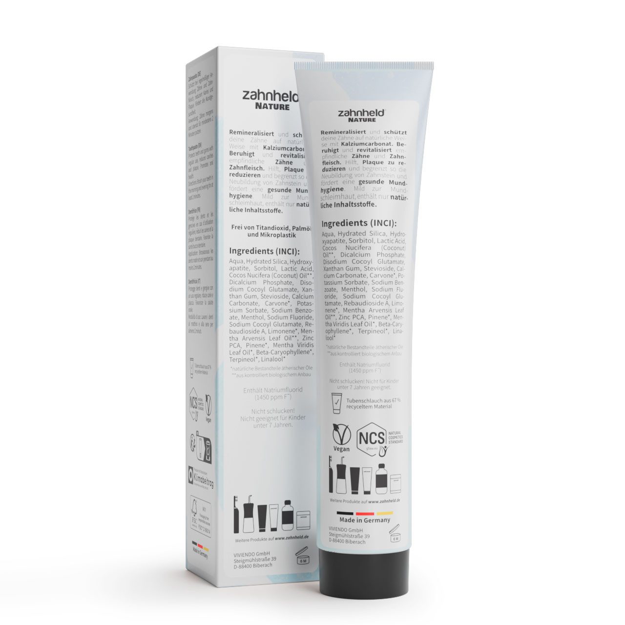 Zahnheld Zahnpasta Nature Minerals vegane Zahncreme für starken Zahnschmelz mit Fluorid, remineralisert den Zahnschmelz, schützt die Zähne, natürlich und vegan