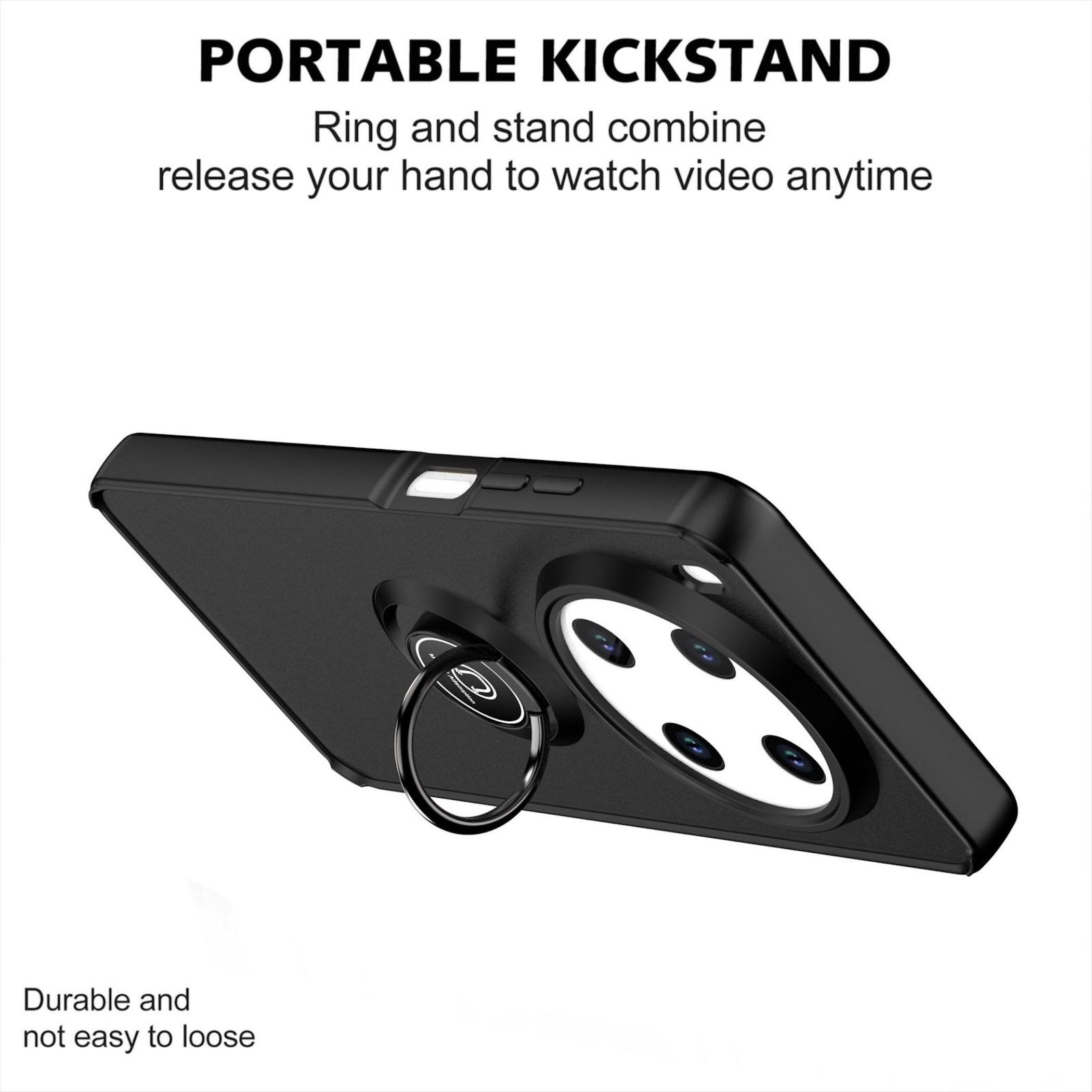 Wigento Handyhülle Für ZTE Blade V70 Max Q Series Design TPU + PC Schutz Hülle Schwarz, Magnetringhalter stoßfestes Hybrid Material