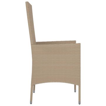 vidaXL Gartenstuhl Gartenstühle mit Kissen 2 Stk. Poly Rattan Beige (2 St)