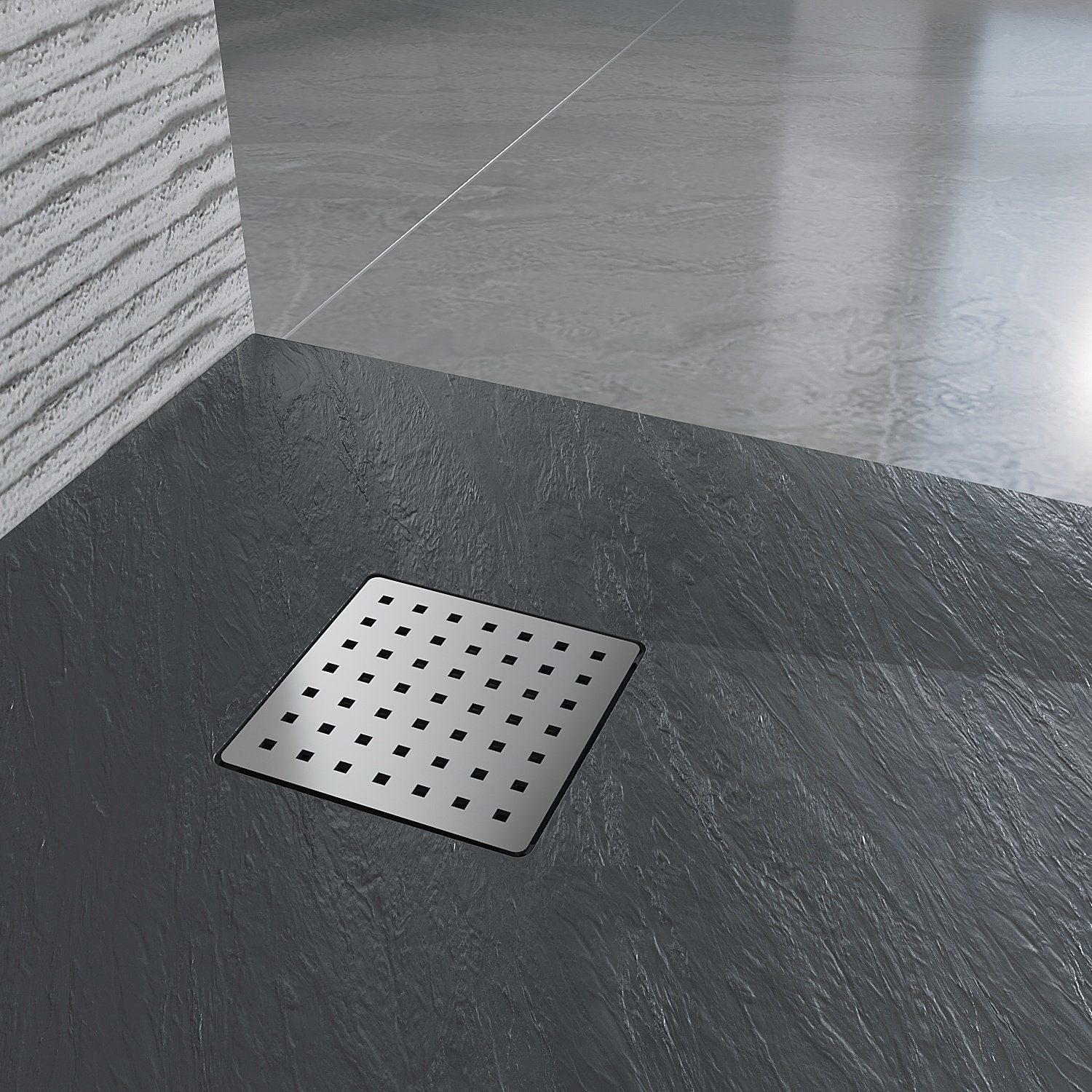 AQUALAVOS Rundduschwanne Viertelkreis Duschwanne 90x90 cm Flach Rutschfeste SMC Duschtasse, Sheet-Molding-Compound(SMC), Radius 55 cm, Kunststein mit Acrylbeschichtung, Zuschneidbar