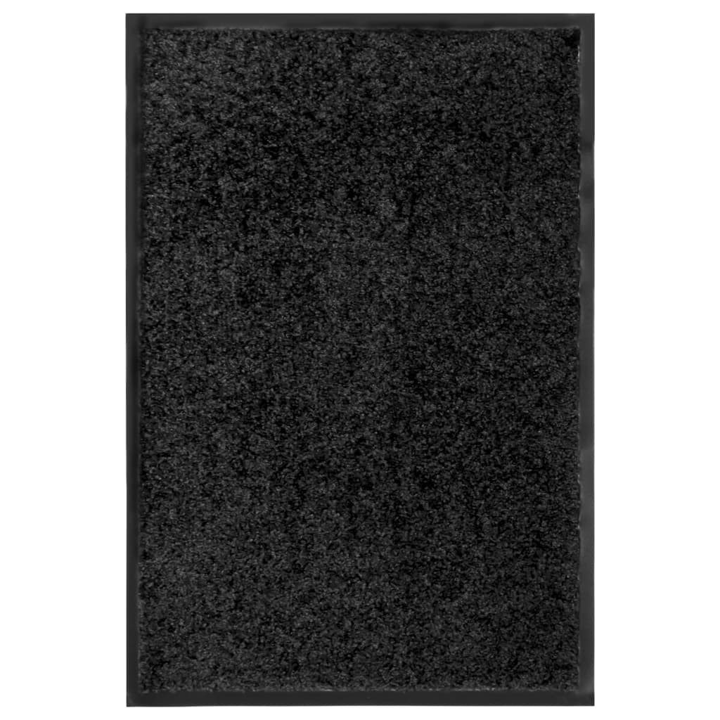 furnicato Fußmatte Innen-/Außen-60 x 40 cm Schwarz mit rutschfester, Rechteckig, Saugstarker Schmutzfangläufer, maschinenwaschbar und aufrollbar
