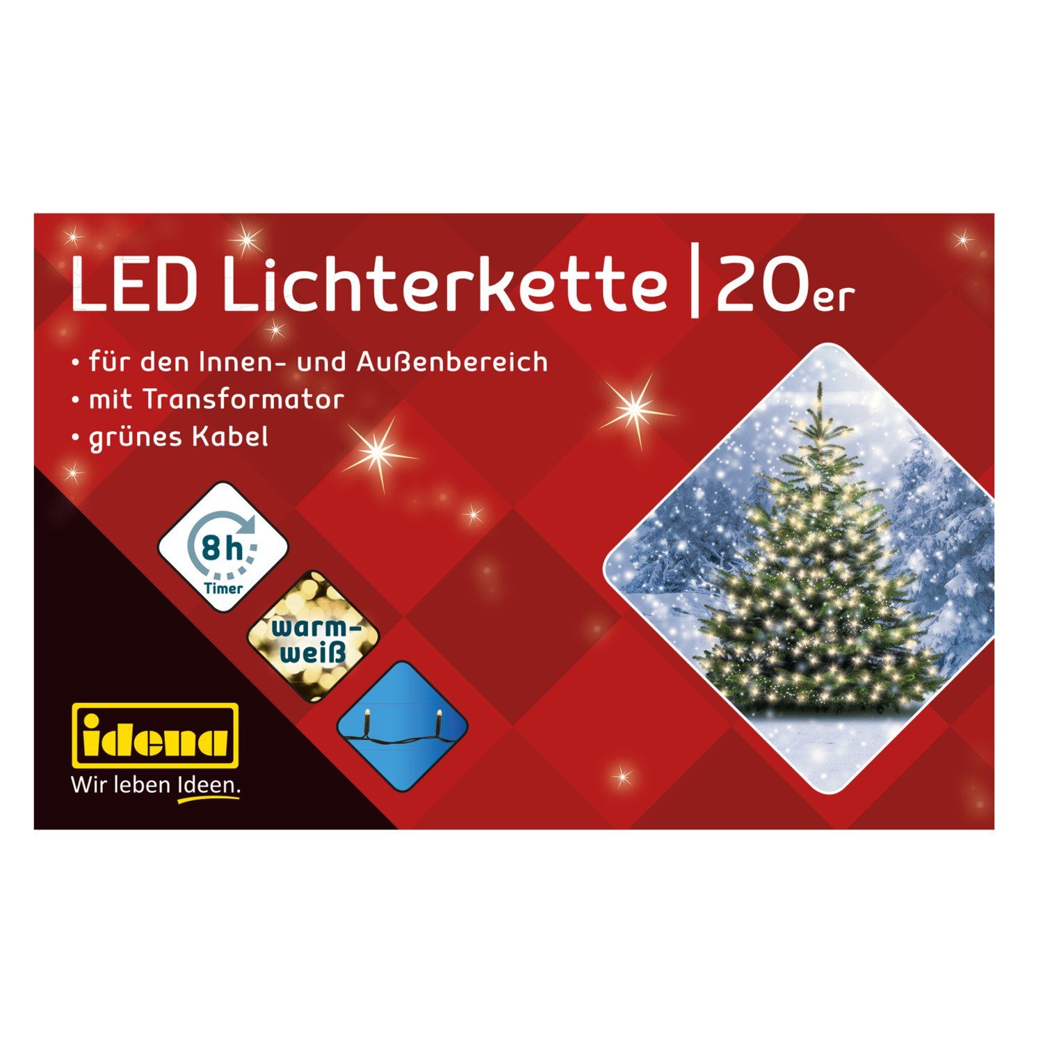 Idena LED-Lichterkette Idena 8325052 - LED Lichterkette mit 20 LEDs in Warmweiß, mit 8 Stunde – Bild 2 von 5