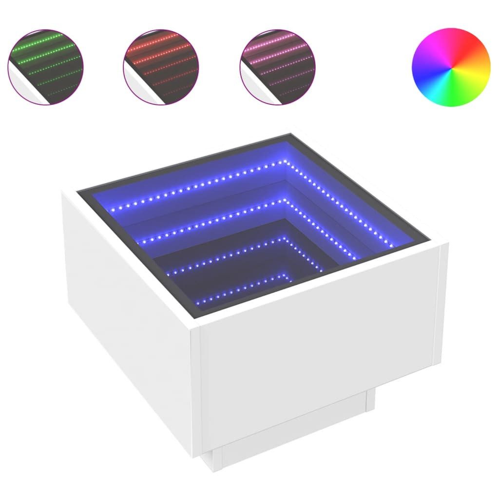 vidaXL Couchtisch 40 x 40 x 30 cm Beistelltisch mit LED Weiß 40x40x30 cm Spanplatte