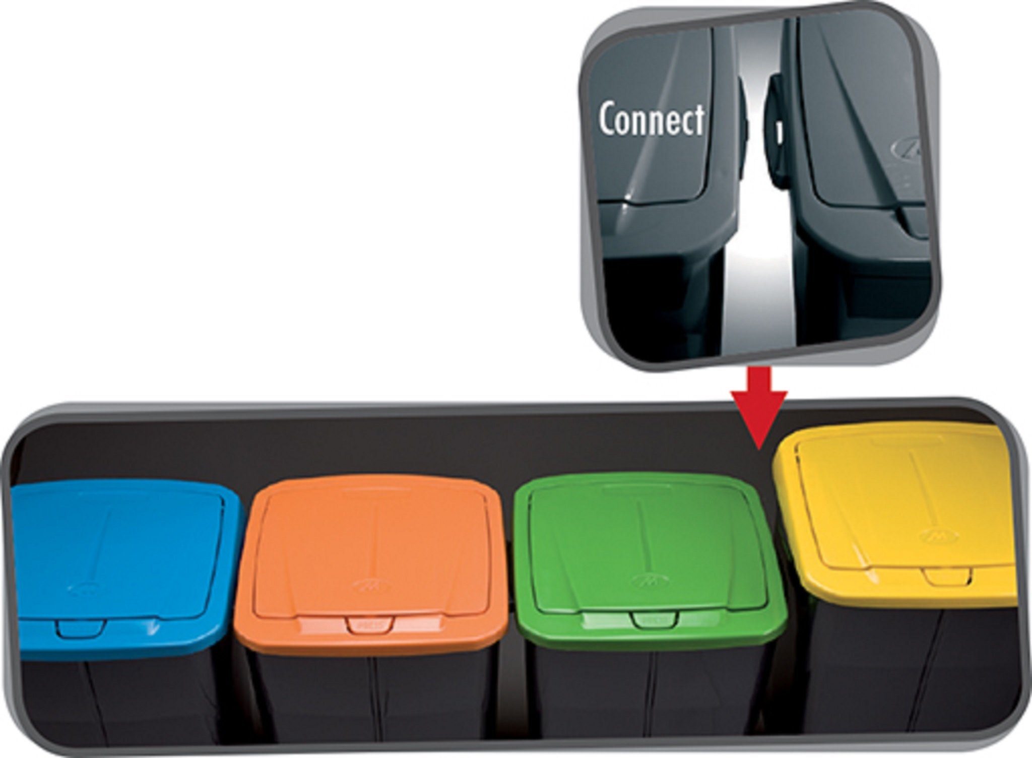 M home Mülltrennsystem Eco Bin Mülleimer Mülltrenner Abfalleimer Müllsortierer, mit praktischem Connect-System