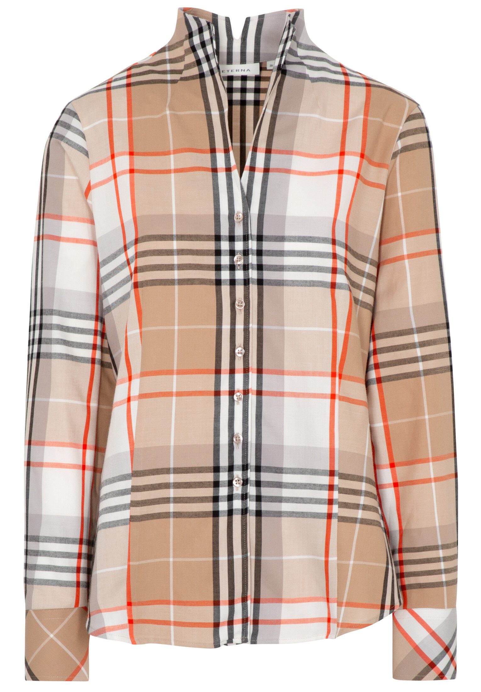 Eterna Blusentop ETERNA REGULAR FIT Langarm Flanell Bluse beige 6321-81-D775