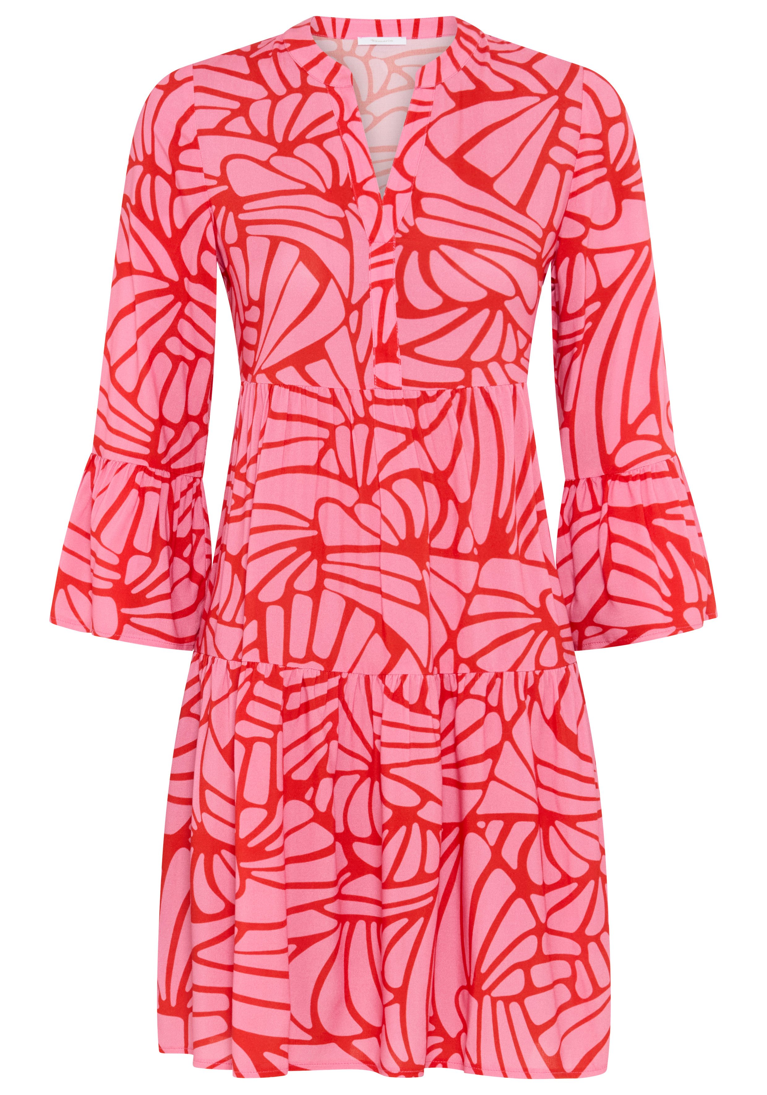 Sommerkleid mit Allover-Print und Volants