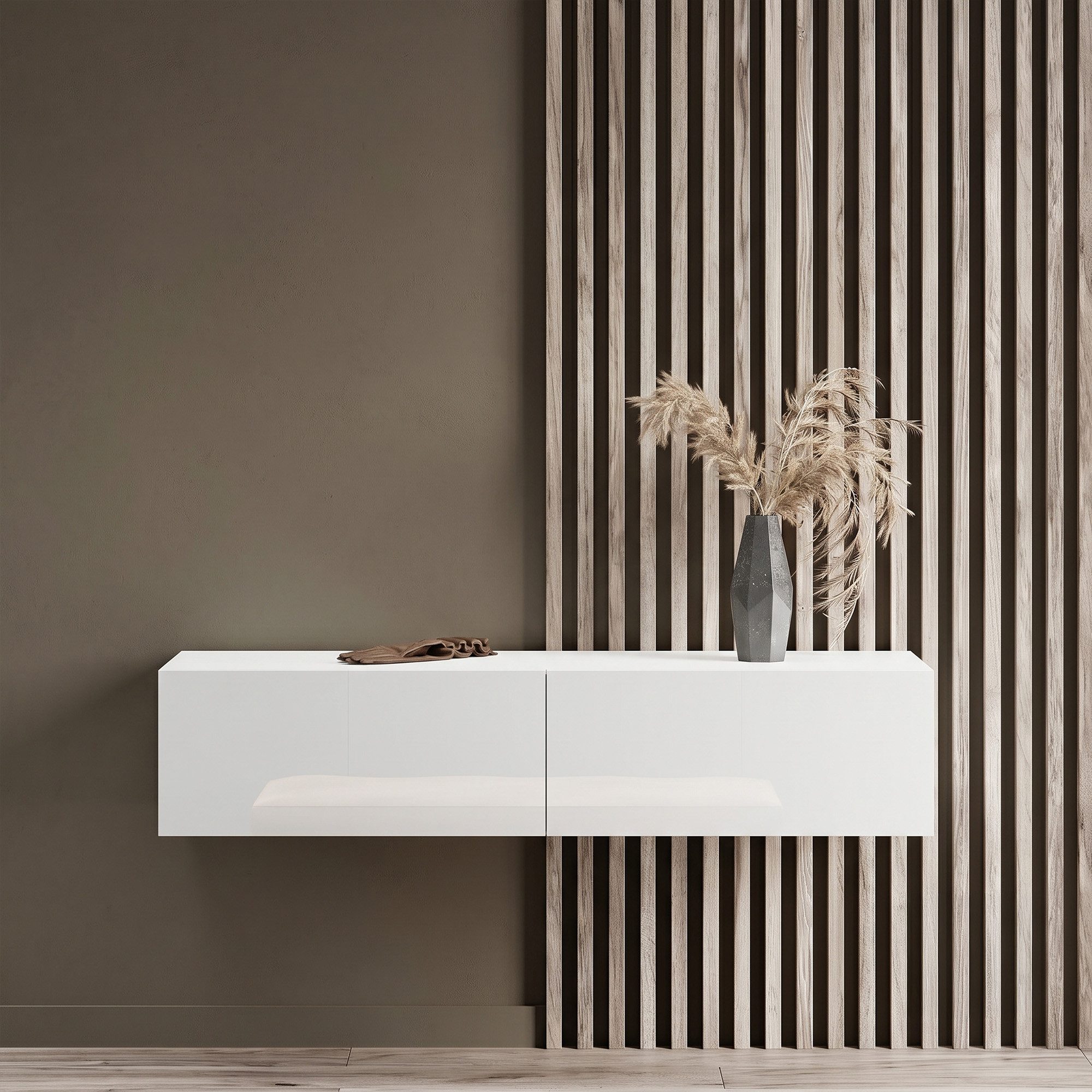 Planetmöbel Garderobenschrank Kompaktgarderobe Wandschrank 140 cm (schmaler Flurschrank mit Stauraum, 1-St., Flurgarderobe mit Soft-Open Funktion) Flurkommode vielseitig kombinierbar