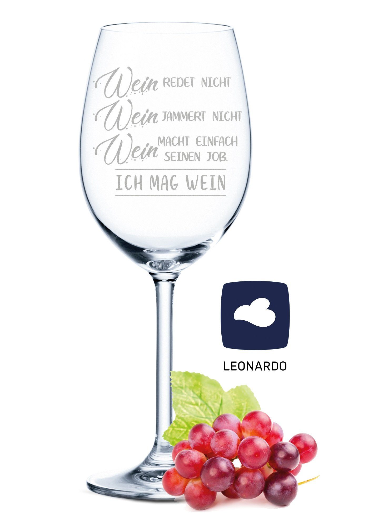 GRAVURZEILE Rotweinglas Leonardo Weinglas mit Gravur - Wein redet nicht, Wein jammert nicht, Glas, graviertes Geschenk für Partner, Freunde & Familie