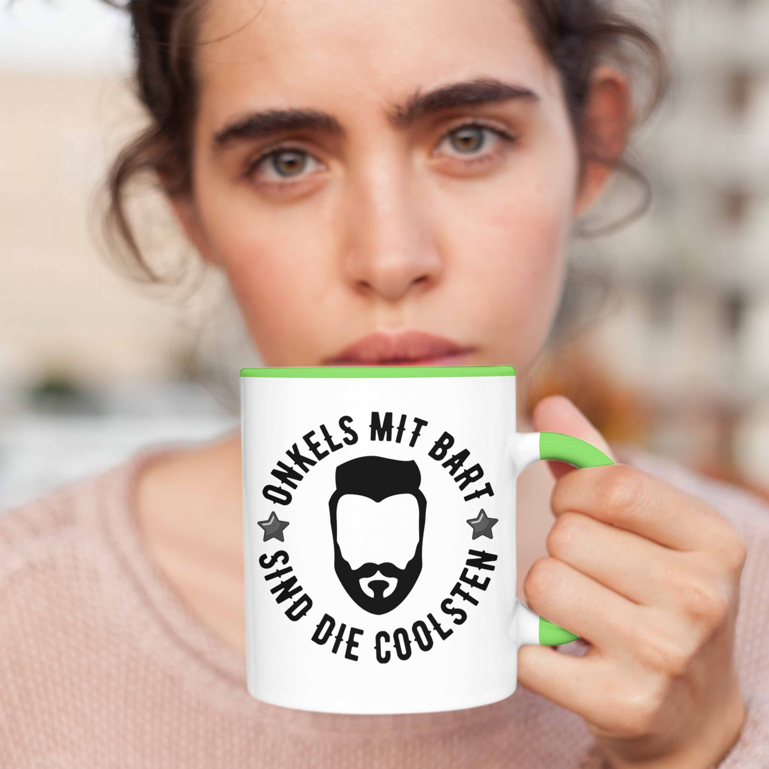 Trendation Tasse Trendation - mit Grün Bart Onkel Kaffeetasse Geschenkidee Geschenk Tasse