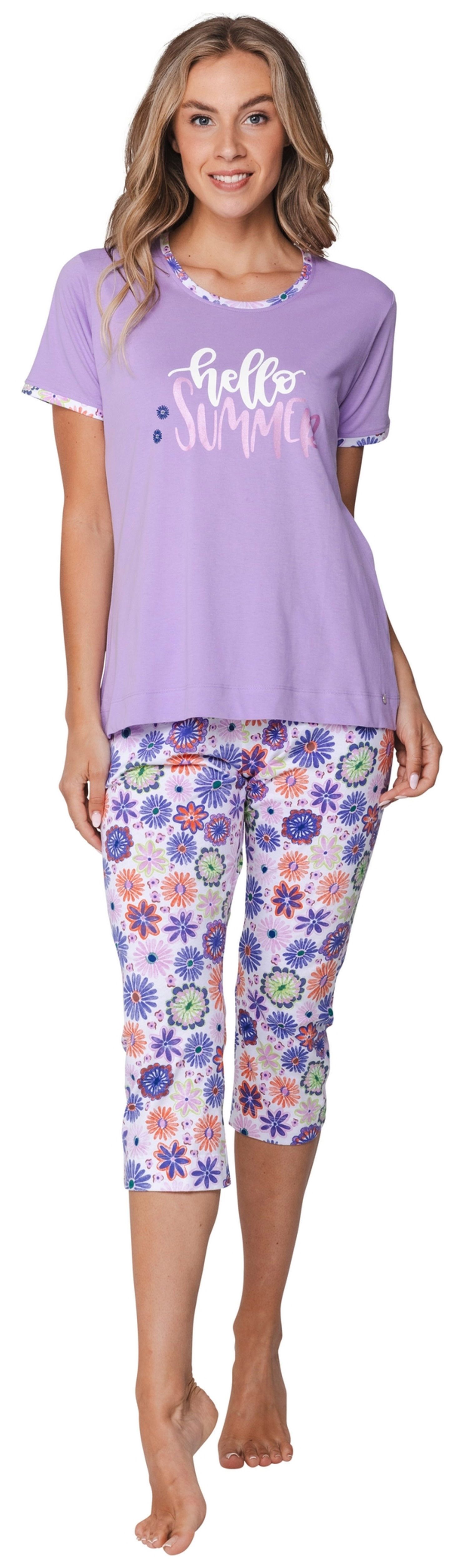 Rebelle Capri-Pyjama Modischer Damen Capri Pyjama (2 tlg) Baumwolle