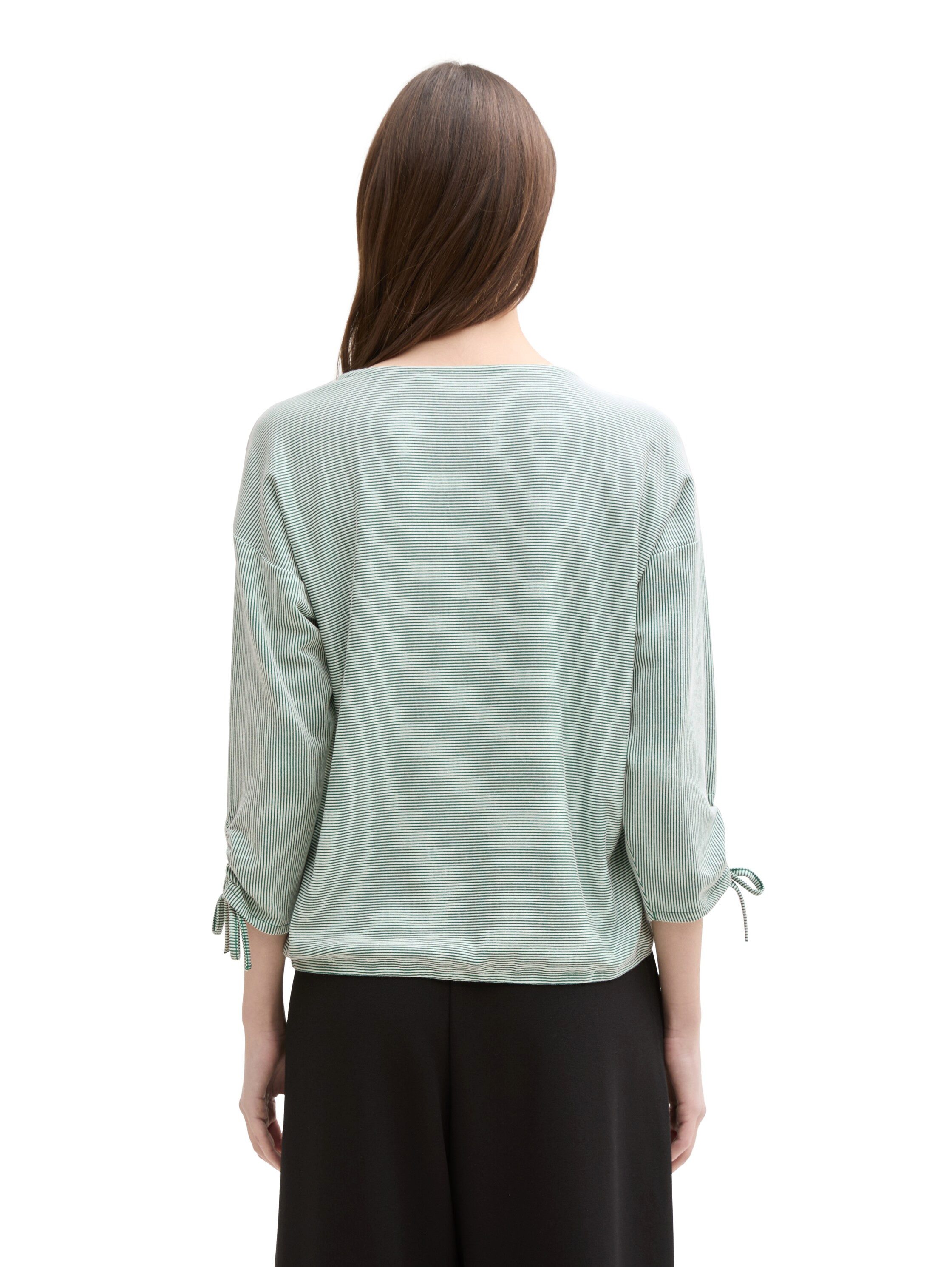 TOM TAILOR Denim 3/4-Arm-Shirt in feiner Rippoptik