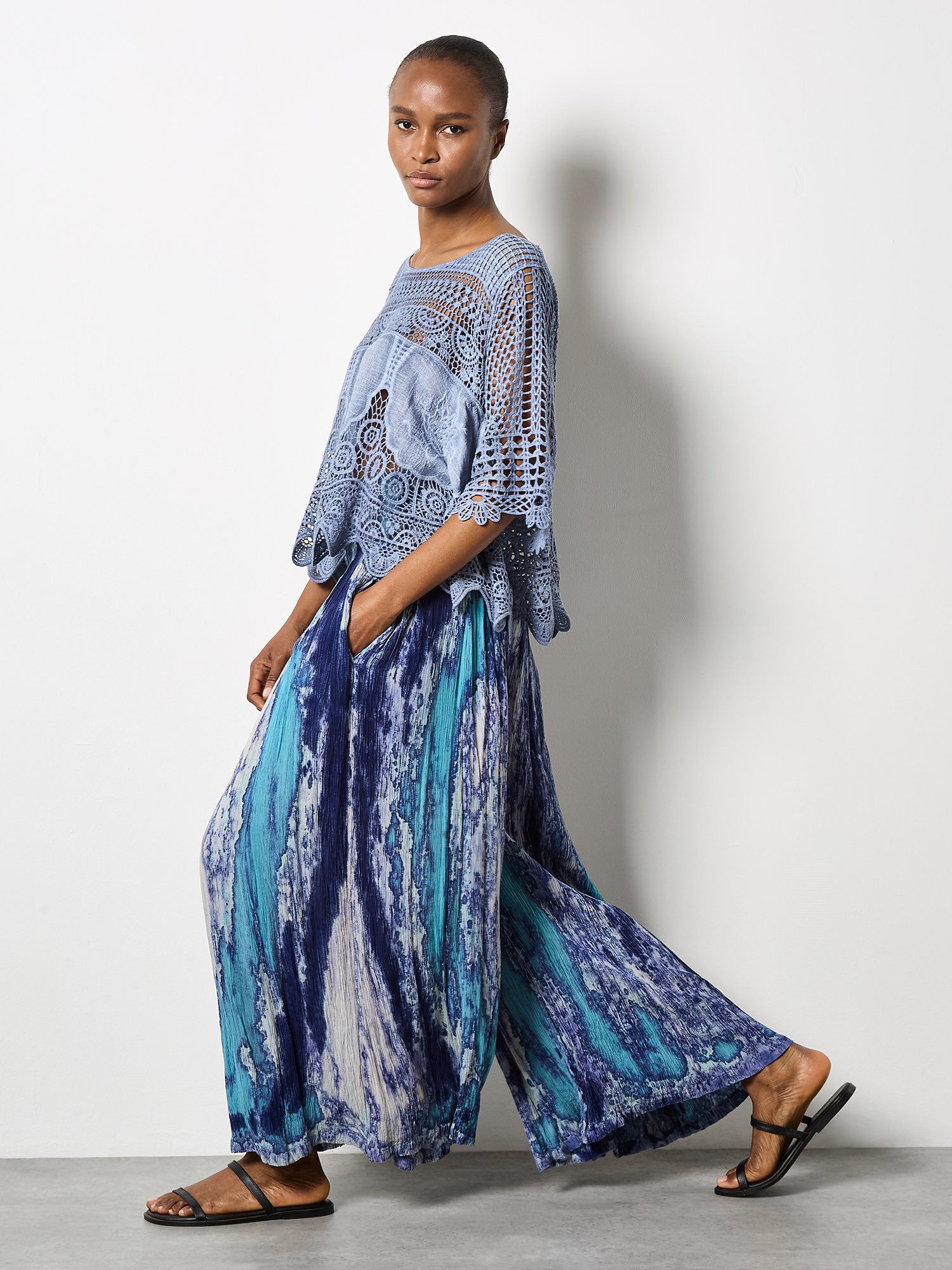 Apricot Palazzohose Palazzo-Hose mit Tie-Dye-Effekt
