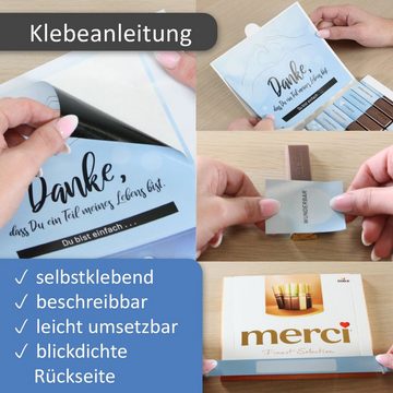 younikat Aufkleber Aufkleber passend für Merci Schokolade - Liebe & Freundschaft