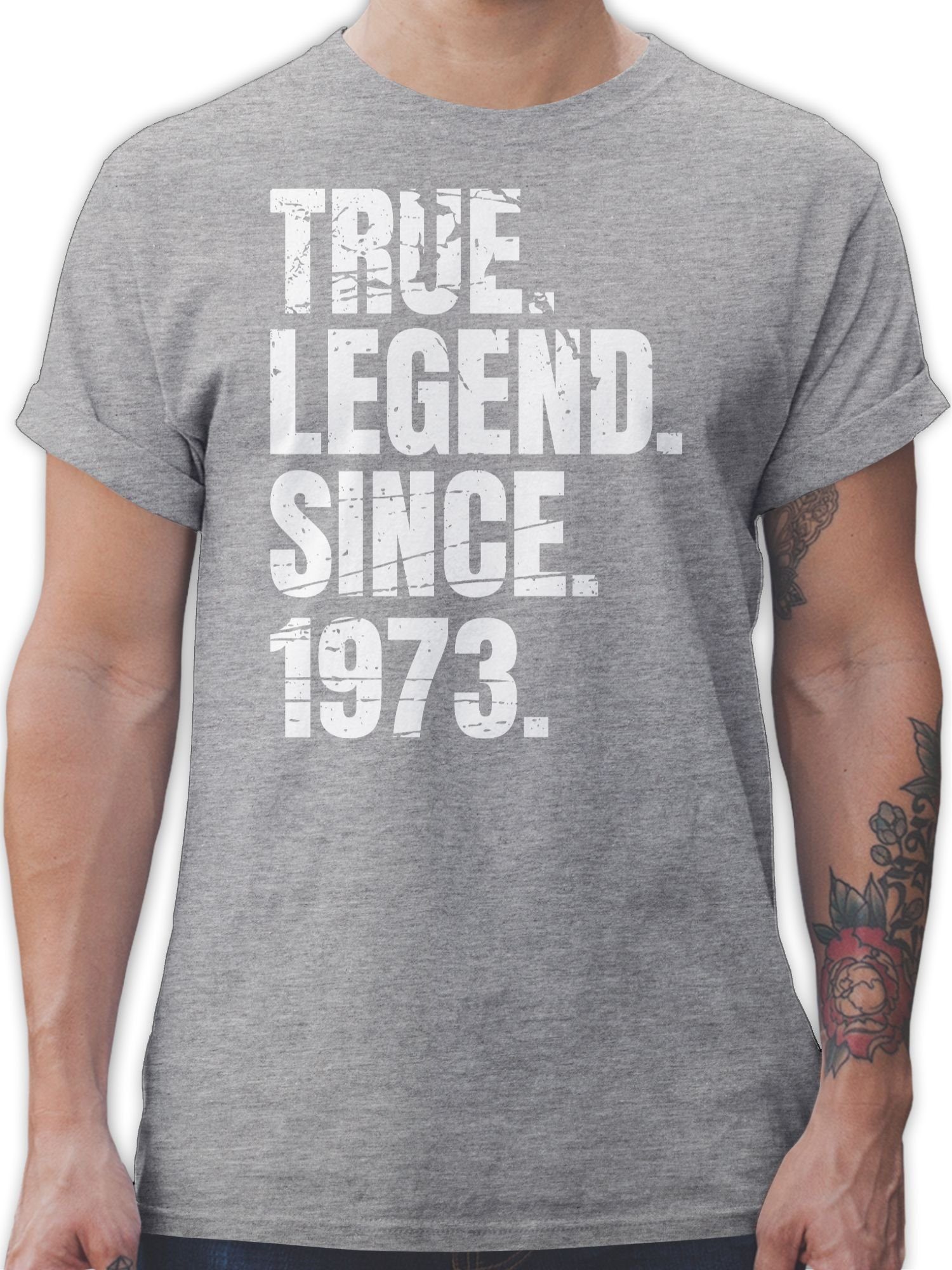 Shirtracer T-Shirt True Legend since 1973 Vintage 50. Geburtstag 02 Grau meliert