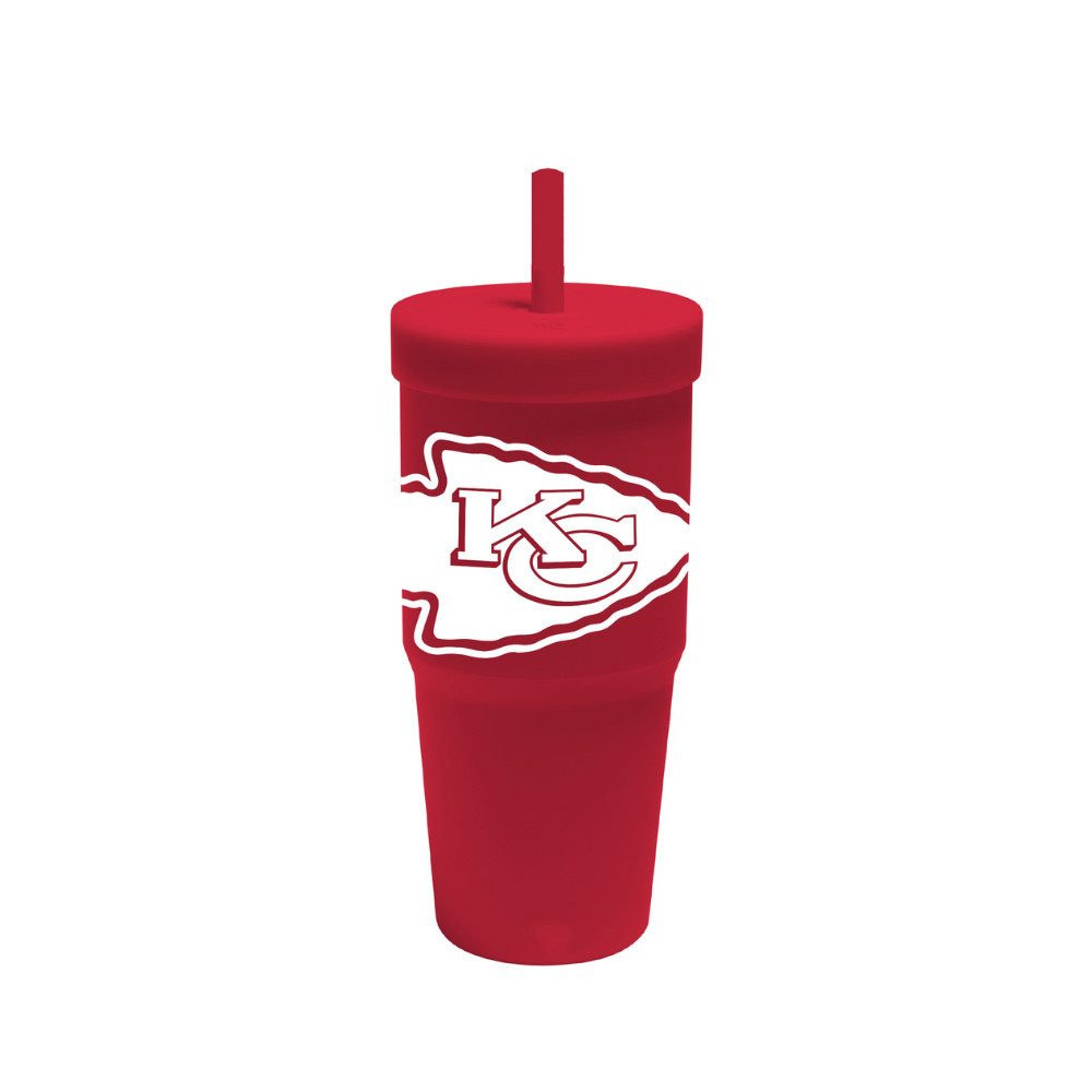 Kansas City Chiefs Glas Kansas City Chiefs Silicon Glass W/Straw & Lid