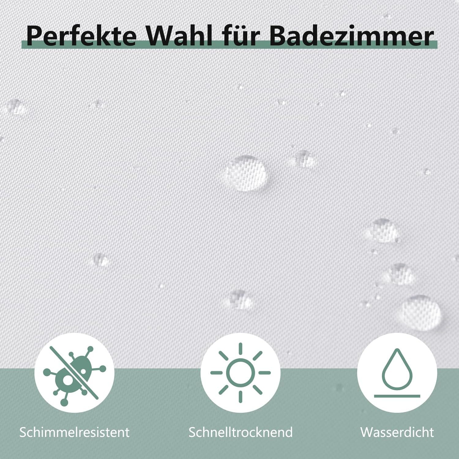 Diwzbyn Duschvorhang Anti-Schimmel Badezimmervorhang, Wasserdicht und Waschbar Breite 180 cm (1-tlg), Perfekt für Badewanne & Dusche – Bild 5 von 5